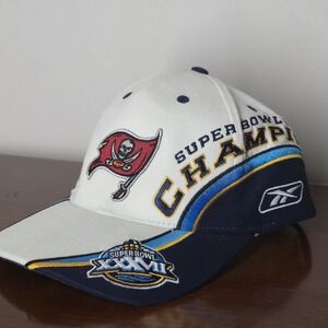 Vintage NFL Buccaneers Reebok 2003 White Hat Super Bowl #37 Tampa Bay